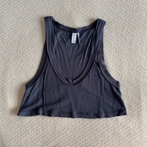 Urban Outfitters Out from Under Ribbed Crop Top, Charcoal, Medium